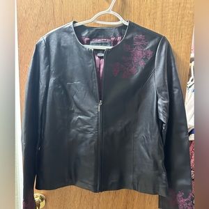 Jaclyn Smith Genuine Leather Black Jacket